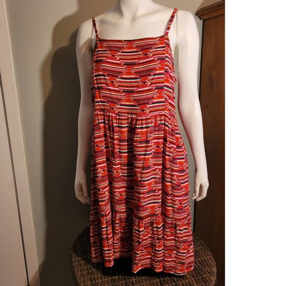 Loft Ann Taylor Aztec Print Rayon Babydoll Dress Sleeveless 16P Knee Length - Picture 10 of 12